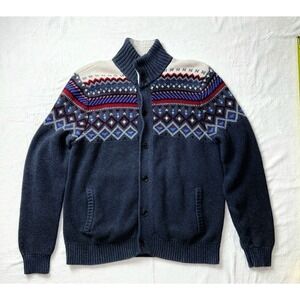 Goodfellow Co L‎ Fair Isle Knit Sweater Mock Neck Scandinavian Button Up